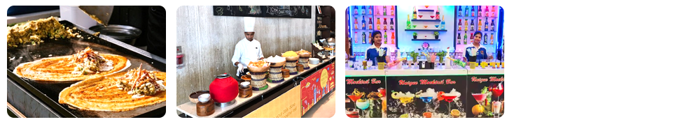 live food counters for interactive dining